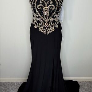 Sophisticated Black Beaded Prom Dress
